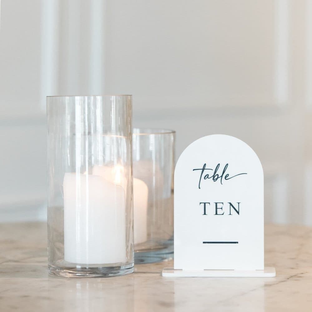 WHITE ACRYLIC TABLE NUMBER